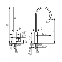 Baterie stativa bucatarie Ferro, Zicco, crom